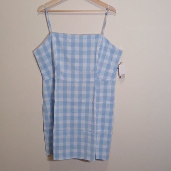 BP. Sleeveless Minidress Blue/White  plaid dress - Picture 3 of 10